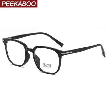  Peekaboo şeffaf lens kare gözlük mavi ışık moda tam tr90 siyah şeffaf erkekler büyük gözlük çerçevesi kadın öğrenci optik