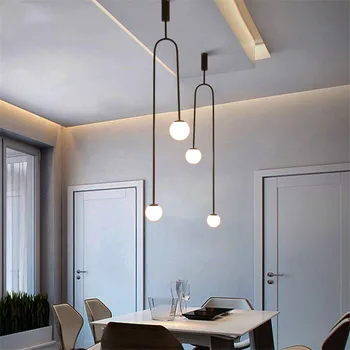  Postmodern U Tüp Cam kolye ışıkları Siyah Altın Hanglamp Mutfak Oturma Odası Bar Kolye Lambaları süspansiyon Aydınlatma Armatürü