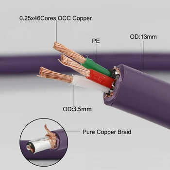 Preffair D507 99.99997 % OCC Bakır AC güç kablosu Ses uzatma uzatma kablosu hifi elektrik teli 2.5 Kare AC Güç Kablosu