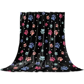  Renkli köpek kedi hayvan paw desen flanel battaniye çekyat oturma odası, sıcak peluş flanel hediyeler için erkek ve kız