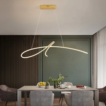 Restoran lamba uzun tavan plakası modern minimalist yemek masası ev bar giyim mağazası Alüminyum S şeklinde yaratıcı asılı lamba