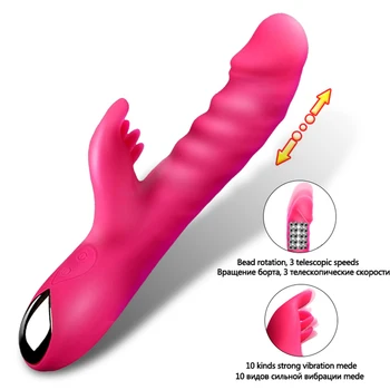  Seks Oyuncakları Boncuk Rotasyon Güçlü Titreşimli Tavşan Vibratör G-spot Teşvik Masturbator Sokmak Dildo Vibratör Kadınlar İçin