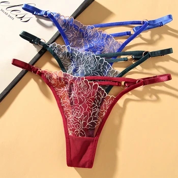  Seksi Dantel İç Çamaşırı See Through Thongs Çiçek G String Düşük Bel Dikişsiz Külot Erotik Kadın İçi Boş Külot Külot