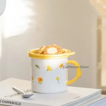 Seramik Kahve Kupa ve Bardak Büyük Kapasiteli El Boyalı Çiçek Ev Ofis Kullanarak Porselen Yaratıcı Içme Suyu Kupa