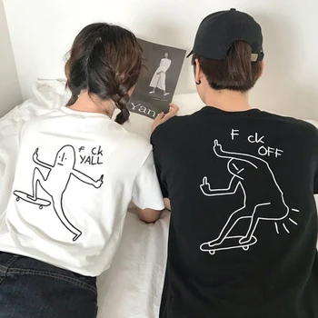  Sevgililer Günü Çift Elbise Komik Baskı Grafik T Shirt Moda Kısa Kollu Unisex Pamuklu giysiler Gevşek Kısa Kollu Üst