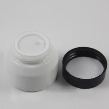  siyah alüminyum kapaklı 50g beyaz cam krem kavanoz, 50g kozmetik kavanoz toptan,maske veya göz kremi için boş beyaz 50g cam şişe