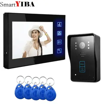  SmartYIBA 7 inç Görüntülü Interkom Giriş Kapı Telefonu Sistemi 700TVL Dokunmatik Tuş Su Geçirmez RFID Erişim Kamera ÜCRETSIZ KARGO