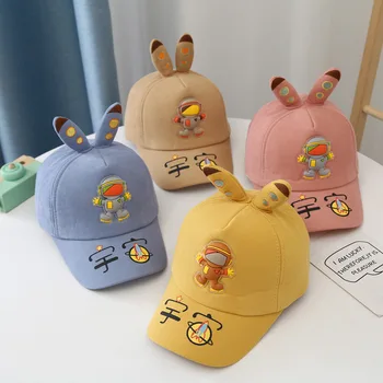  Sonbahar ve kış çocuk şapkası moda karikatür astronot çocuk beyzbol şapkası erkek kız şapka hediye ördek dil şapka Çocuk Şapka