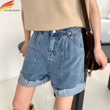  Streetwear kadın Kot Şort Yaz 2021 Yeni Moda Serin Yüksek Bel Sıkma Mavi kısa kot pantolon Rahat Kısa Feminino