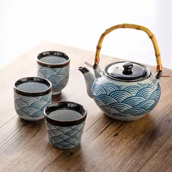  Taşınabilir su ısıtıcısı çay bardağı mavi dalga Waterware seramik demlik çanak çömlek porselen çin Kung Fu Drinkware çay töreni için