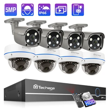  Techage H. 265 8CH 5MP POE Kamera Sistemi Akıllı AI Yüz İnsan Tespit CCTV Video Gözetim Kiti Ev Güvenlik Uzaktan Erişim P2P