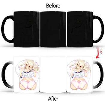  Tombul kız Fincan Sıcak Reaksiyon Kahve Fincanı Yaratıcı Renk Değiştirme Seramik Sihirli kupalar Çay Süt Kahve Kupa Komik Hediye BSKT-092