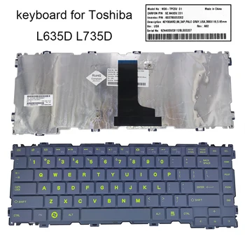  Toshiba satellite L635D L635 L735 L735D İngilizce için BİZİ notebook klavye 9Z klavyeler orjinal mavi keycaps dizüstü bilgisayarlar.N4XSV.C01