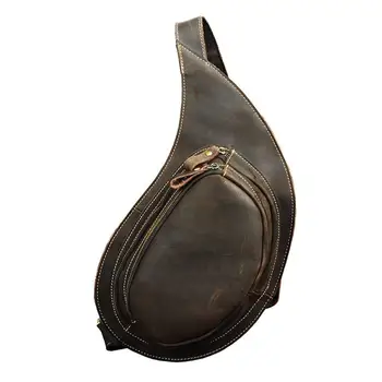  vintage erkek gerçek Deri göğüs çantası İş Rahat Açık tek kollu çanta HR-32112