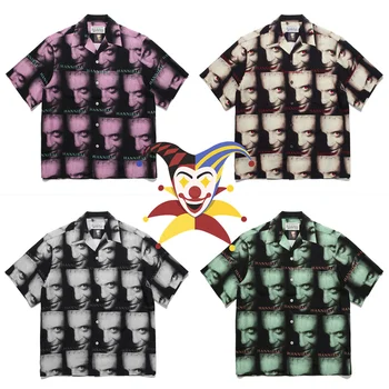  WACKO MARİA Gömlek Erkekler Kadınlar Portre Logo Baskı WACKO MARİA Hawaii Gömlek Tee harajuku gömlek
