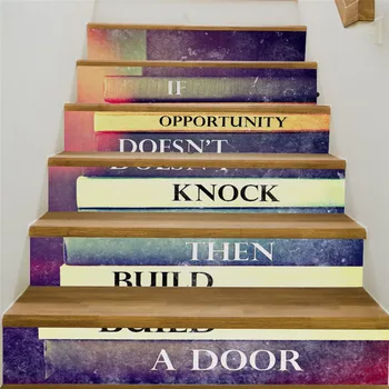  Yaratıcı Kendinden yapışkanlı merdiven çıkartmalar DIY İlham kitap çıkartmalar merdiven çıkartmalar merdiven dekorasyon Ev dekorasyon
