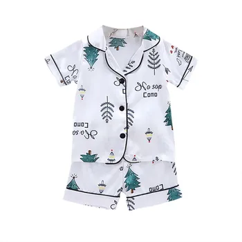  Yaz Bebek Erkek Kız Karikatür T Shirt + şort takımı Giysileri Çocuklar Sevimli Karikatür 2 adet çocuk pijamaları Kız giyim setleri 7