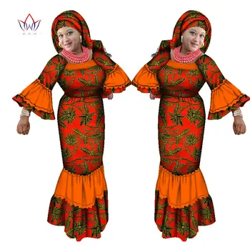  Yeni BRW Geleneksel afrika kıyafeti Kadınlar için Dashiki Baskı Elbise Maxi Elbise Parti Giyim Artı Boyutu kadın kıyafetleri WY1649