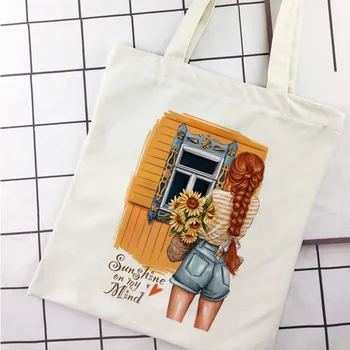  Yeni Güneş Saf Ayçiçeği Kız Eğlenceli Mektup Baskı keten omuz çantaları Harajuku Öğrenci gündelik çanta Büyük Kapasiteli Kadın Çantası
