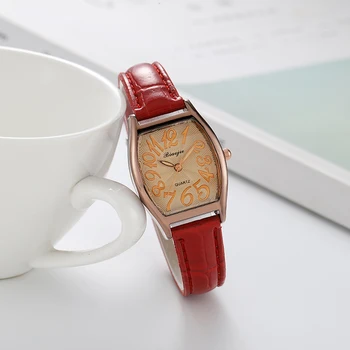  Yeni klasik antik renk küçük kare serisi Tan büyük dijital kadın saat kayışı quartz saat wholesale5