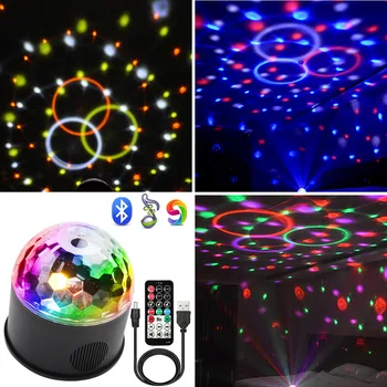  Yeni Mini LED sahne ışık ses / uzaktan aktif dönen disko topu DJ lazer parti ışıkları renkli dönen sihirli küre ışık
