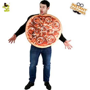  Yetişkin Unisex Gıda Pizza Partisi Kostüm Rol Oynamak Bir Boyut Pizza Tulum Cadılar Bayramı Partisi için