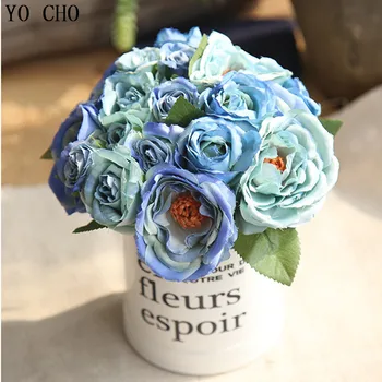  YO CHO Yapay Lotus Çiçekleri Düğün Gelin Buketi Ev Düğün DIY Dekor Ipek Sahte Çiçek Buketleri