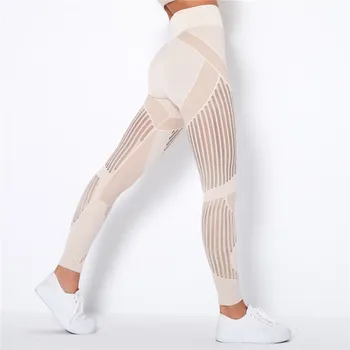  Yoga Pantolon Kadınlar Hollow Egzersiz Tayt Sıkı Örgü Spor Tayt Yüksek Bel Dikişsiz spor salonu pantolonu