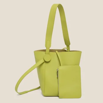  YUOCL Kadın omuzdan askili çanta 2022 PU Deri Tasarımcı Çanta ve Çanta Bayan Moda Rahat Yüksek Kaliteli Üç Parçalı Set Kova Çanta