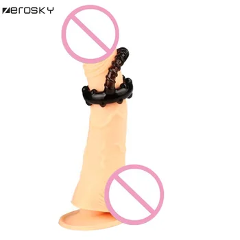  Zerosky Silikon Penis Halkası Klitoris Vibratör Erkekler için Gecikme Penis Yüzükler Horoz Halka Seksi Oyuncaklar için Erkek Seks Ürünleri Cockring