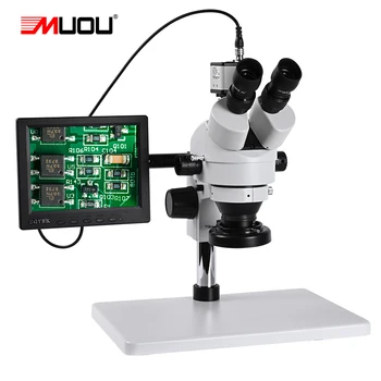  zoom 3.5 90x 8 inç LCD Büyük tezgah HD trinoküler Stereo Mikroskop dijital kamera + 56 LED halka ışık + 1/3 adaptör lehimleme