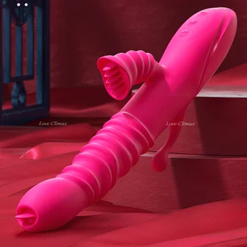  Üçü bir arada Vibratör Kadın Yapay Penis Anal Çekme Boncuk Seks Oyuncakları Vajina Dil Yalama Klitoris G-spot Masaj Mastürbasyon Yetişkin 18